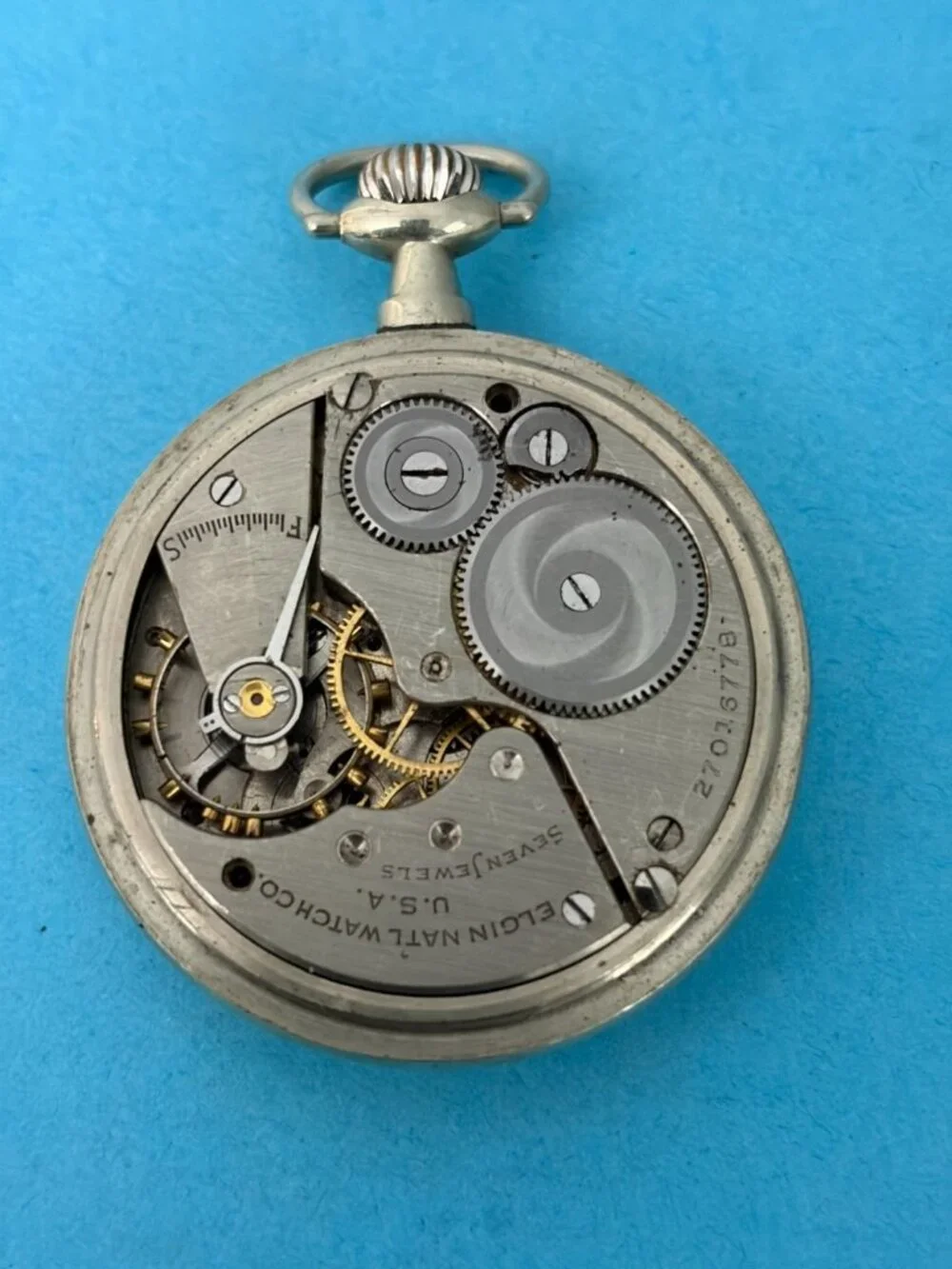 1925 Elgin Pocket Watch Model 7 480 16s 7j Fahy’s case 4 parts / repair